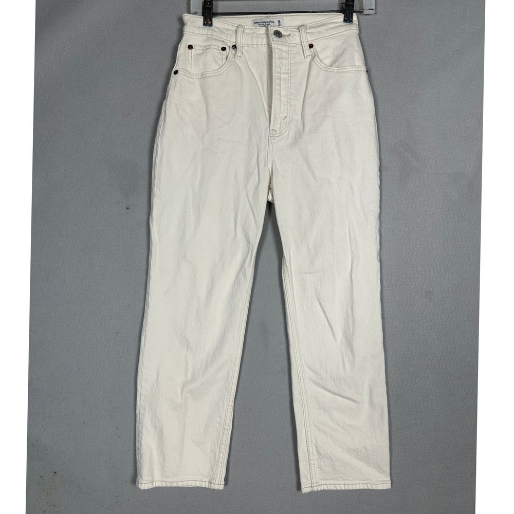 Abercrombie Fitch Jeans Womens 28-6S Curve Love Ankle Straight Off-White Denim